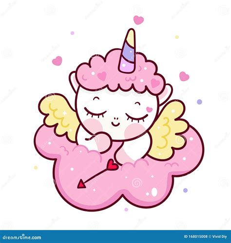 Unicorn Vector Cupid Cartoon With Narrow Cute Pony Child Girly Doodles