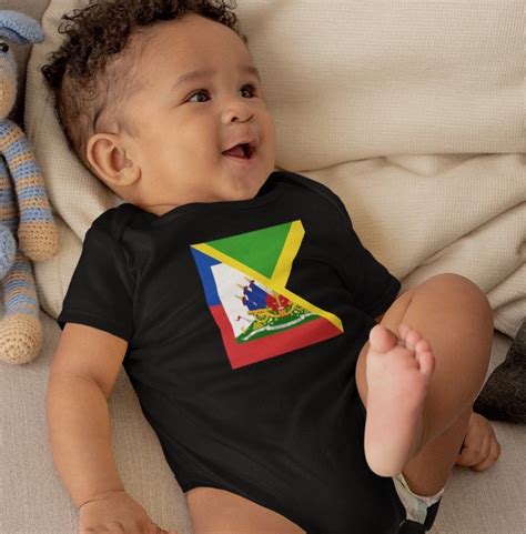 Half Haitian Jamaican Flag Baby Bodysuit Haiti Jamaica Boy Etsy
