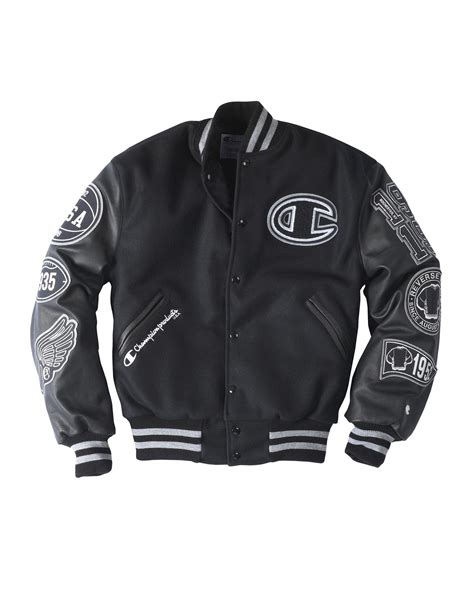 Champion Exclusive Life® Wool Varsity Jacket With Leather Sleeves In