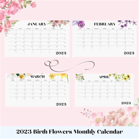 2023 Calendar Printable 2023 Watercolor Floral Calendar Etsy