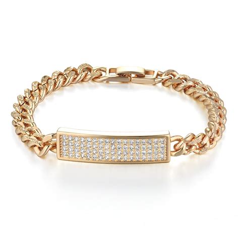 Ladies Id Bracelets Female Gold Color Cuban Hand Chain Link Bracelet