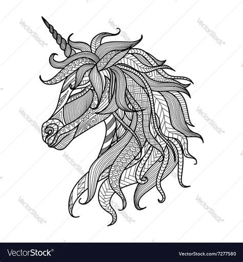 The unicorn is a mythical, fabulous, soft and peaceful. Unicorn zentangle coloring book Royalty Free Vector Image