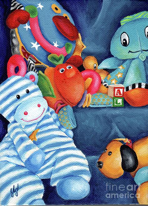 My Blue Toys Painting By Yvonne Gillengerten