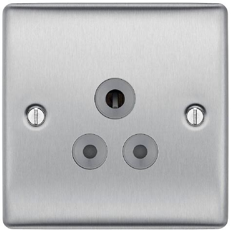 bg nexus metal brushed steel 5a unswitched socket nbs29g rs electrical supplies