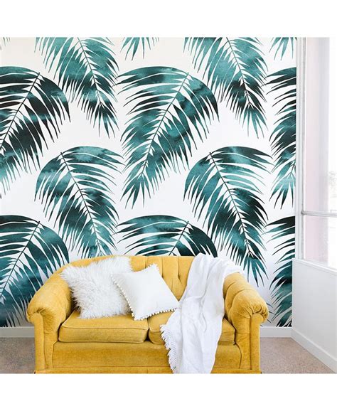Deny Designs Schatzi Brown Maui Palm Green And White 8x8 Wall Mural