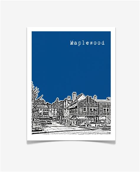 Maplewood New Jersey Poster City Skyline Art Print Etsy