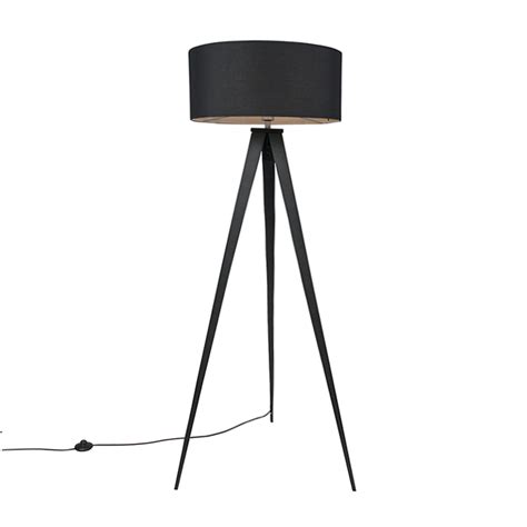 Modern Black Floor Lamp With Black Shade Ilse