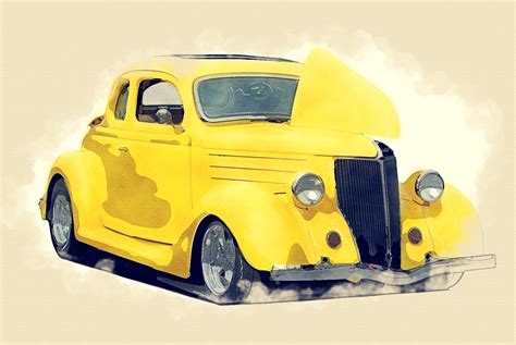 Classic Hot Rod Car Watercolor Free Stock Photo Public Domain Pictures