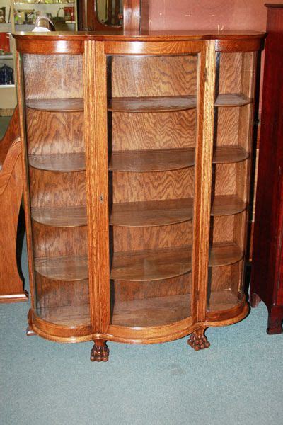 Refinished Solid Quarter Sawn Oak China Cabinet With Very Curved Side