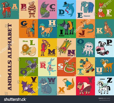 Cartoon Doodle Vector Animals Alphabet Stock Vector Royalty Free