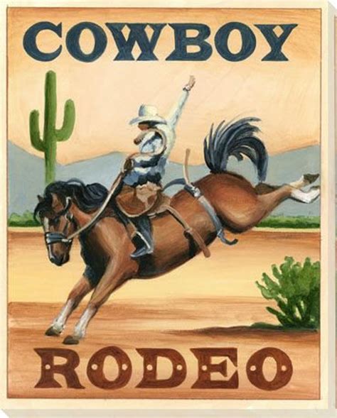 Cowboy Rodeo Wrapped Canvas Giclee Print Wall Art Wall Decor Artwork