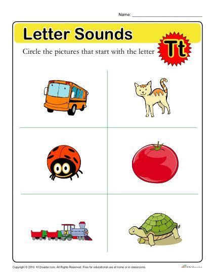 Letter Sounds T Preschool Letter Worksheet With This Educational