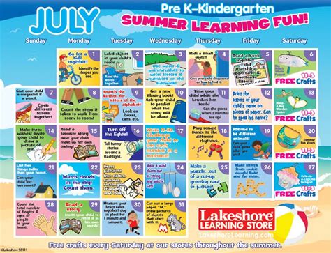 Summer Learning Calendar At Lakeshore Learning Summer Learning