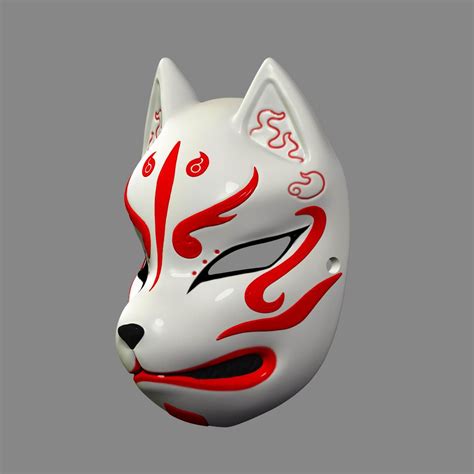 Japanese Fox Mask Demon Kitsune Helmet 3d Print Model By Pthofantastic