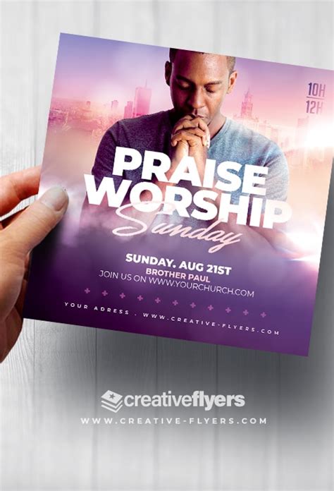 Church Flyer Template Praise And Worship Creative Flyers