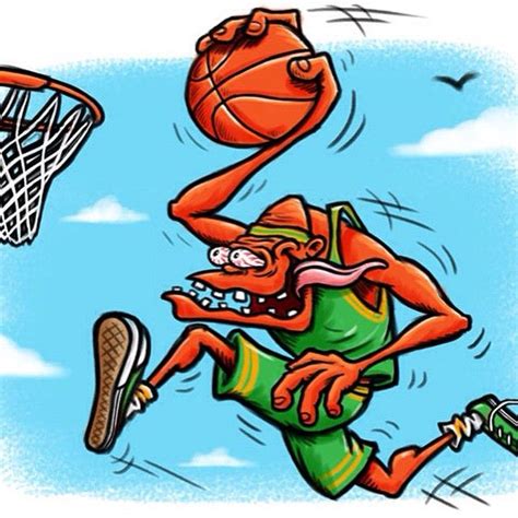 Slam Dunk Crazy Basketball Dude Art Illustration Cartooning