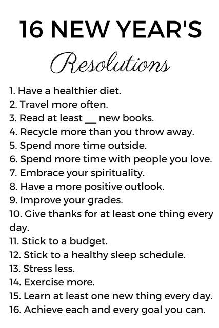 The New Years Resolution Is Shown In Black And White With Text On It