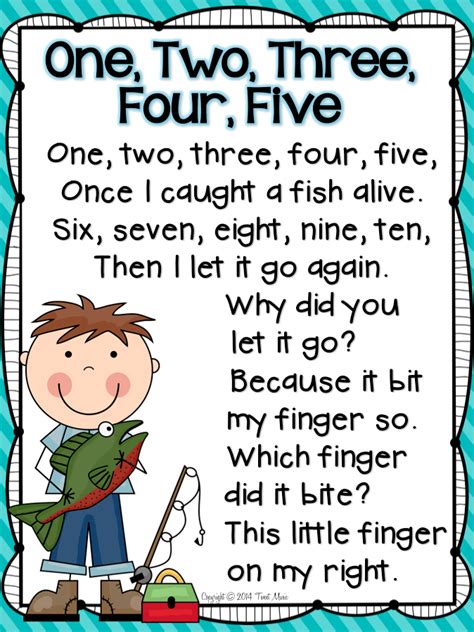 Choose your favourite one, then listen and sing! Nursery Rhyme Math Freebie! {1, 2, 3, 4, 5, Once I Caught ...