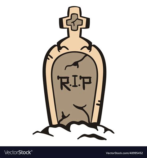 Rip Tombstone Hand Drawn Royalty Free Vector Image