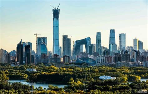 What is the significance of the blue light? Beijing Skyline : Sino