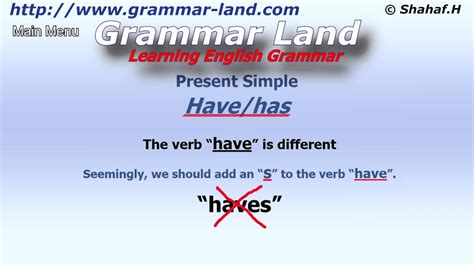 Each of the types of tenses has four different forms. Learning English Grammar - Present Simple tense - have/has ...