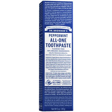 Dr Bronners Peppermint Toothpaste 140g Woolworths