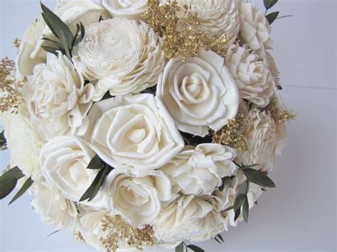 Large Ivory And Gold Bridal Bouquet Brides Flowers