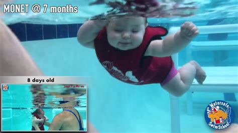 Baby Monet Swims 7 Months First Purposeful Independent Roll Over To