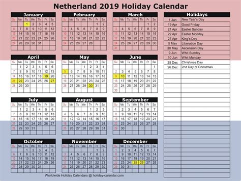 2019 Public Holidays Netherland Qualads