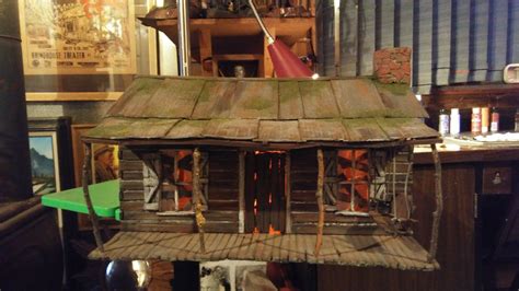 All that's left of the quintessential cabin in the woods.. Evil Dead Cabin miniature | Diy halloween village ...