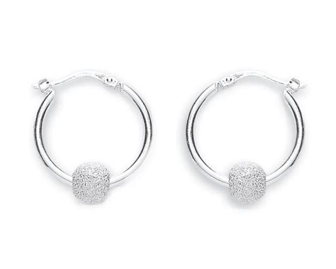 925 Sterling Silver 20mm Sparkly Glitter Ball Hoop Earrings Etsy