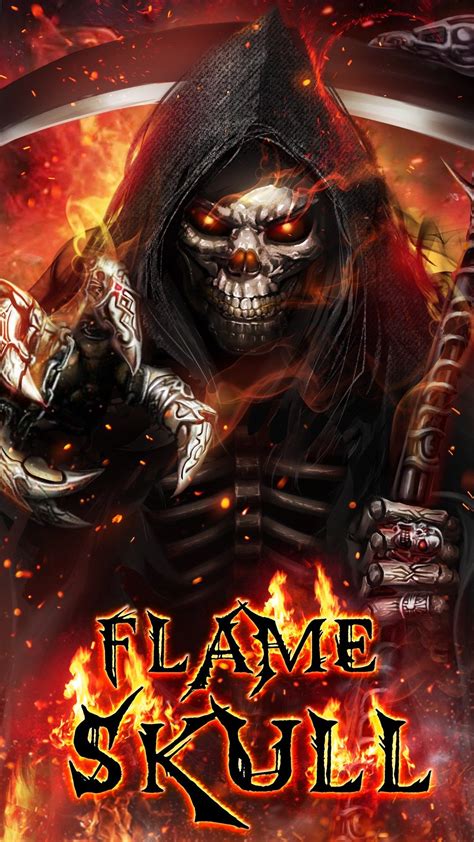 Badass Wallpapers For Android 05 0f 40 Grim Reaper Flame Skull Hd