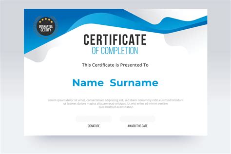 Certificate Of Completion Template Vector Art Icons And Graphics For