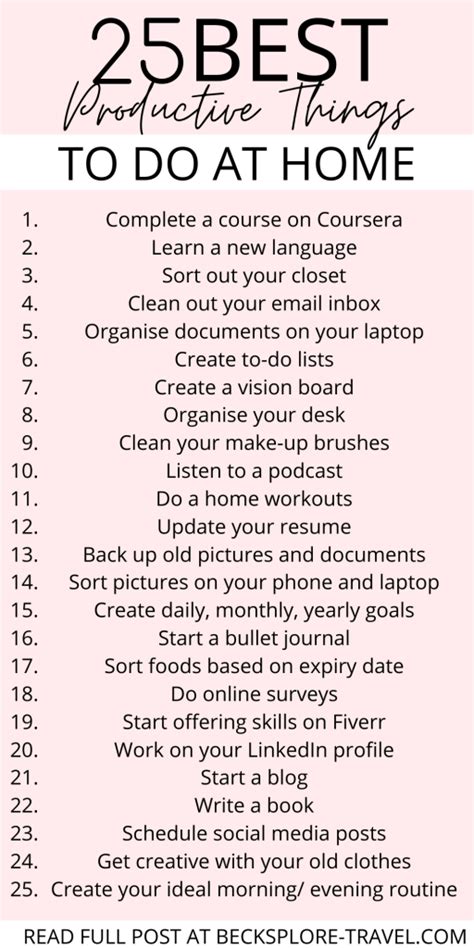 25 productive things to do at home lifestyle tips
