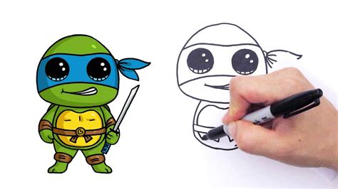 How To Draw Teenage Mutant Ninja Turtle Leonardo Cute Step By Step
