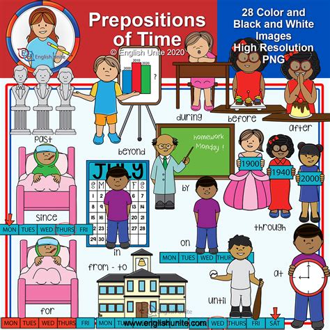 Clip Art Prepositions Of Time Made By Teachers