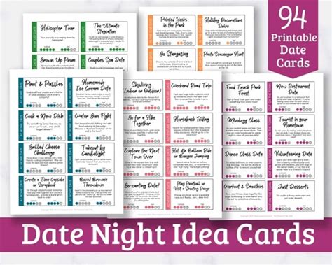 Date Night Idea Cards 94 Printable Date Cards With Awesome Etsy