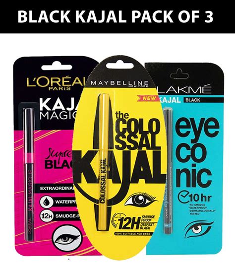 Maybelline New York Lakme And Loreal Kajal Pencil Black 035 Gm Pack Of