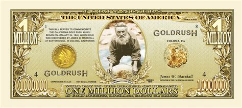 1849 Gold Rush Million Dollar Bill American Art Classics