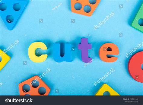 Cute Word Written Wooden Alphabets Blocks Stock Photo 1969611460