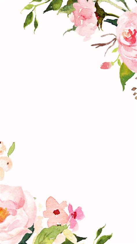 Pink White Watercolour Floral Frame Border Flowers Wallpaper Background