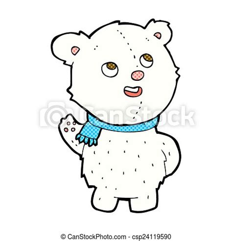 Comic Cartoon Cute Polar Bear Cub Retro Comic Book Style Cartoon Cute