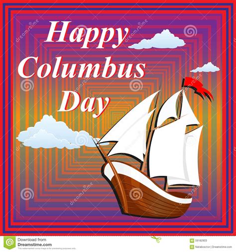 Greeting Card S Day To Columbus Stock Vector Illustration Of Vector
