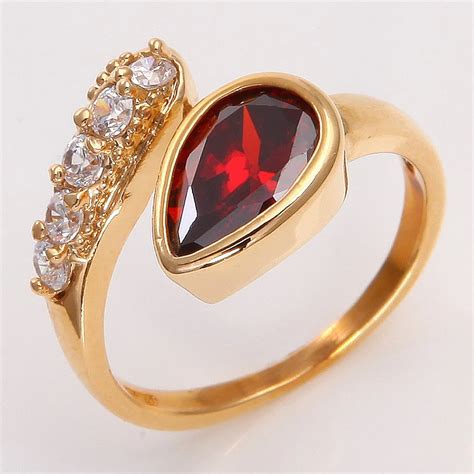 Jewelry T 14k Yellow Gold Filled Womens Ruby Ring P213 Sz75 Wedding