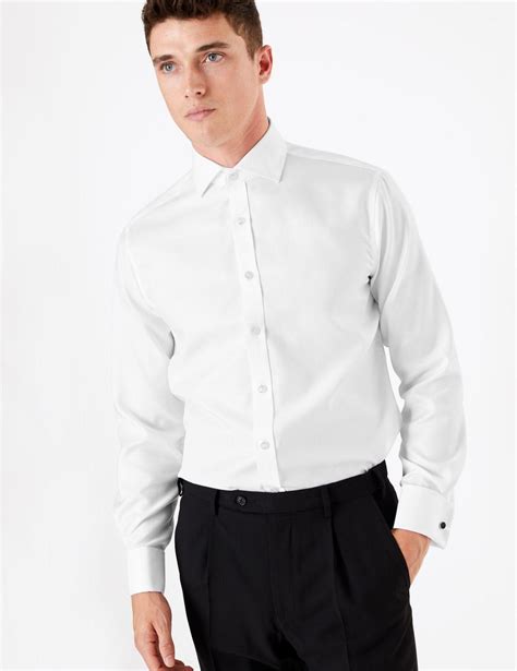 Marks And Spencer Pure Cotton Easy To Iron Tailored Fit Shirt In White