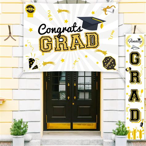 Buy Graduation Party Decorations Banners Black Gold Congrats Grad