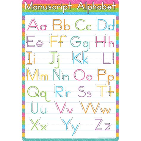 Smart Poly Chart Manuscript Alphabet 13 X 19 Ash91075 Ashley