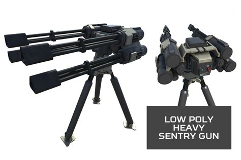 Low Poly Heavy Sentry Gun 3d Guns Unity Asset Store