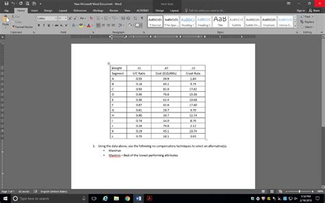 Solved New Microsoft Word Document Word Table Tools Home