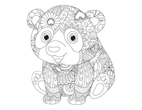 Panda Animal Mandala Coloriage Page Téléchargement Etsy